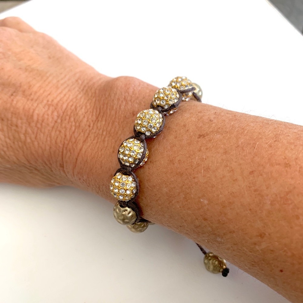 Gold and Crystals Shambala Bracelet